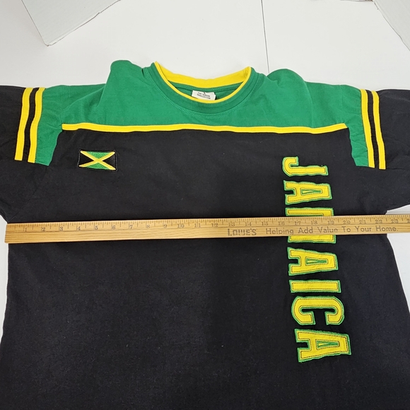 Jamaica Vintage Embroidered T-shirt Black Green Yellow Size XXL - Picture 7 of 10